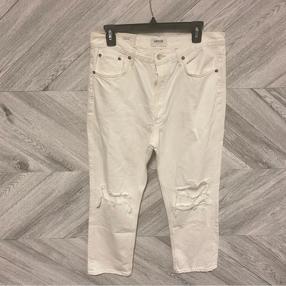 AGOLDE | Riley High Rise Straight Crop Jeans In Veil White NEW Size 31 - Picture 5 of 13